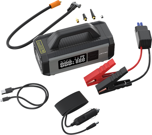 Lenyes LCI202 LED Işıklı Araç Akü Acil Durum Takviye Güç Kaynağı ve Hava Kompresörü 12V 150W 10000mAh