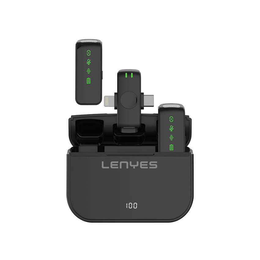 Lenyes LM203 2 in1 Type-C ve Lightning Portlu Kablosuz Yaka Mikrofonu