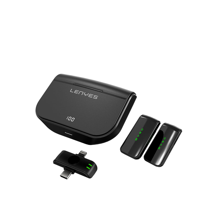 Lenyes LM203 2 in1 Type-C ve Lightning Portlu Kablosuz Yaka Mikrofonu