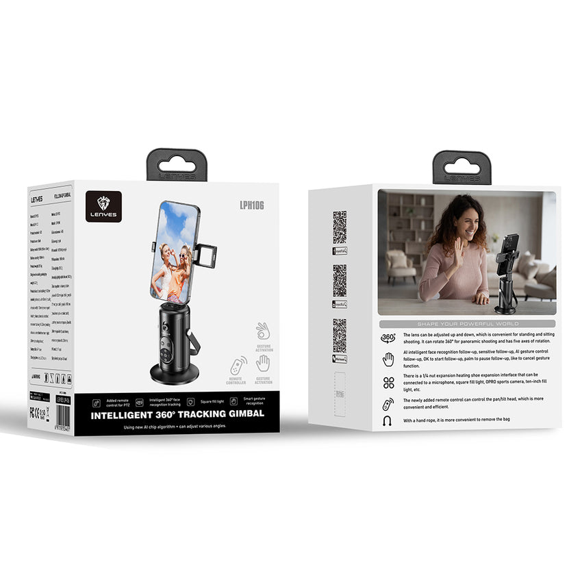 Lenyes LPH106 360 Derece Dönebilen Akıllı Yüz Tanıma Takip Özellikli Magnetik Gimbal Sabitleyici Stand