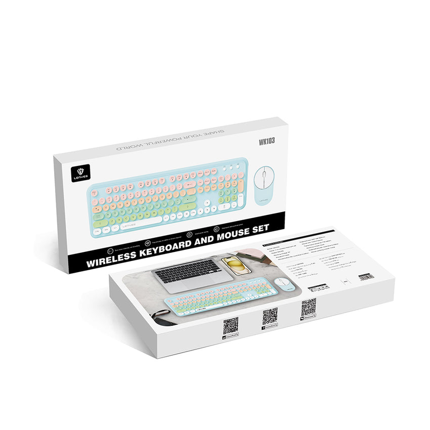 Lenyes WK103 Mekanik 2 in 1  2.4G Kablosuz Klavye ve 1600 DPI Mouse Set