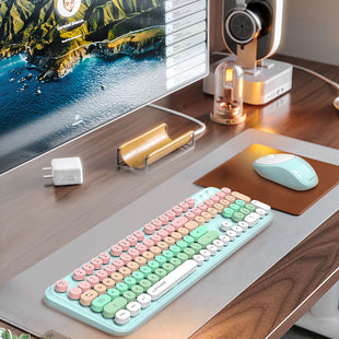 Lenyes WK103 Mekanik 2 in 1  2.4G Kablosuz Klavye ve 1600 DPI Mouse Set