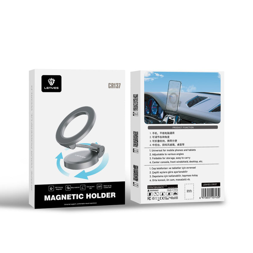 Lenyes CR137 Magnetik Magsafe 360 Derece Oynar Başlıklı Araç İçi Telefon Tutucu