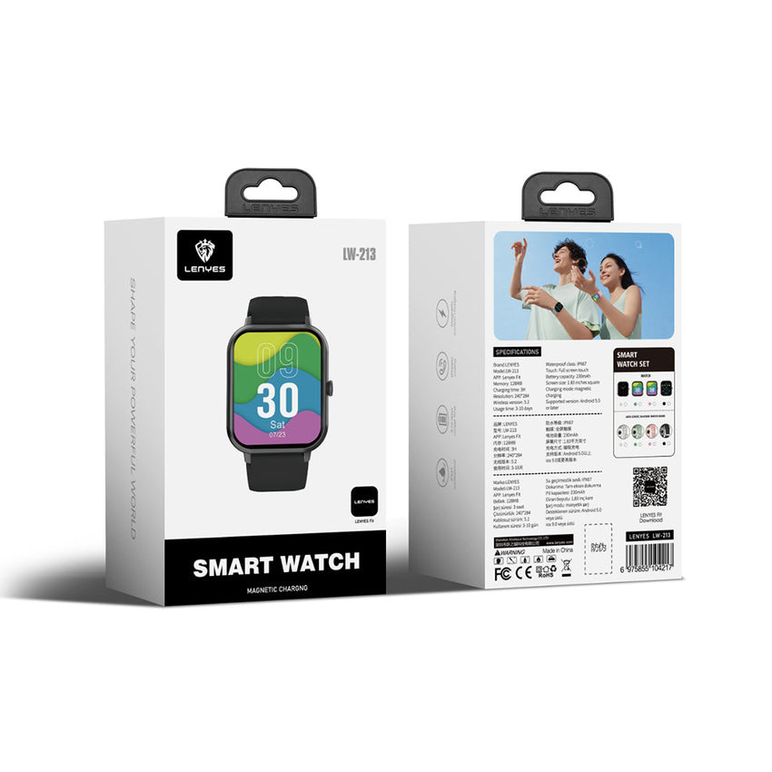 Lenyes LW-213 Akıllı Saat | iOS & Android Uyumlu | Geniş Ekran | Sağlık Takibi