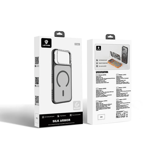 Lenyes iPhone 17 Pro Kılıf | M-safe Şarj Özellikli Metal Kamera Standlı Lenyes CK226 PC Kapak