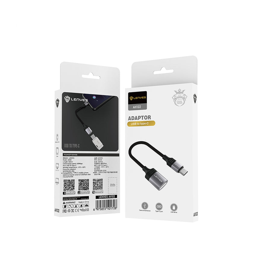 Lenyes AX122 | USB to Type-C Dönüştürücü OTG Kablo