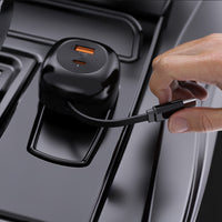 Lenyes CA59 | 60W PD Çek-Bırak Type-C + USB-A Araç Şarj Aleti
