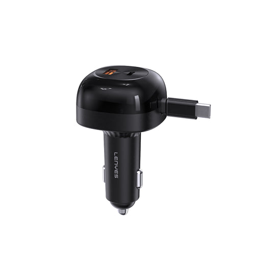 Lenyes CA59 | 60W PD Çek-Bırak Type-C + USB-A Araç Şarj Aleti