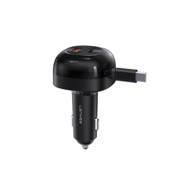 Lenyes CA59 | 60W PD Çek-Bırak Type-C + USB-A Araç Şarj Aleti