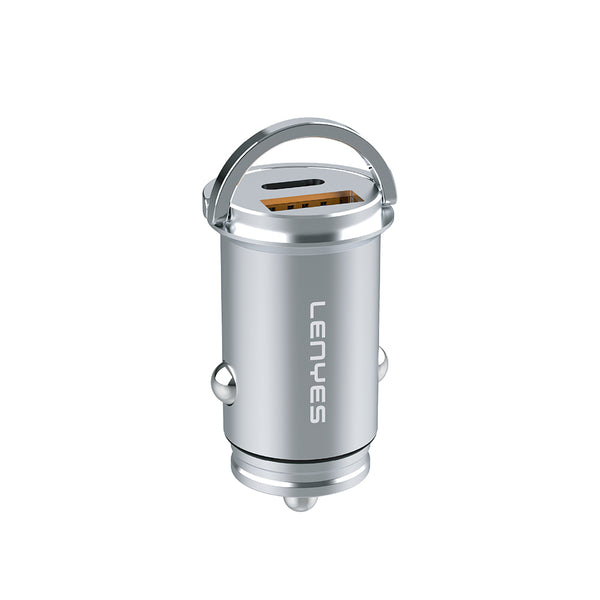 Lenyes CA60 Hızlı Şarj Özellikli Dual Type-C + USB-A Portlu Mini Araç Şarj Aleti PD 45W