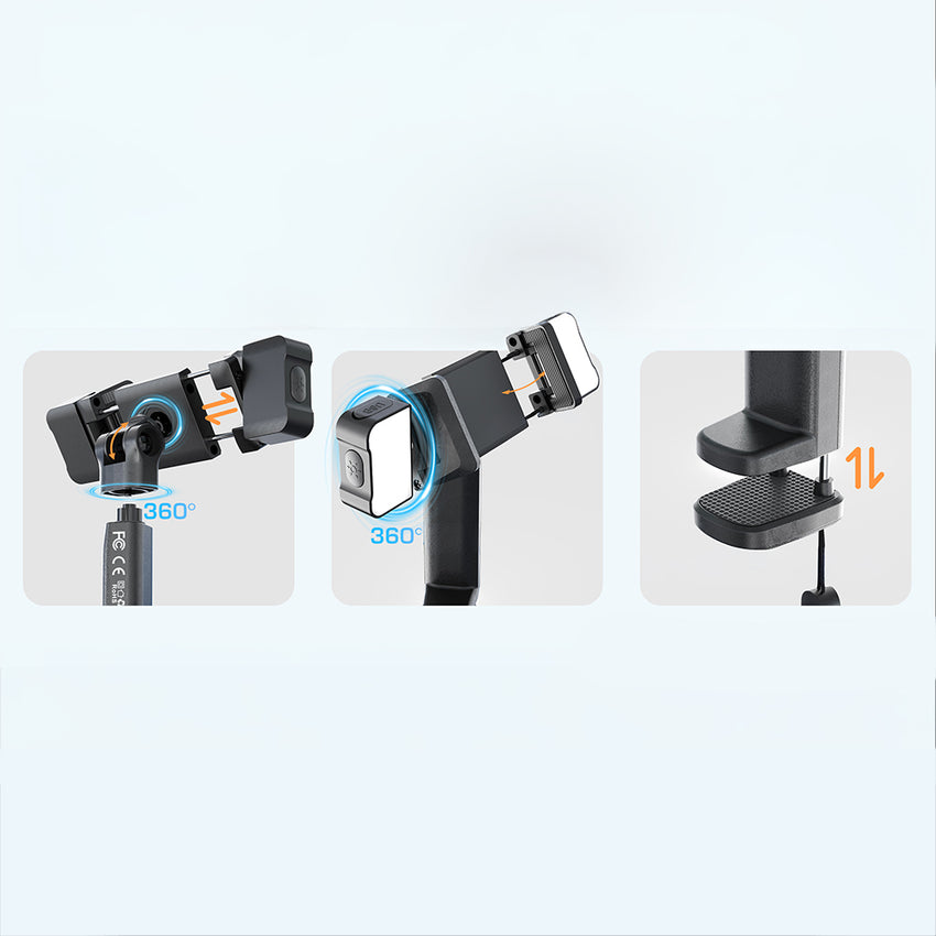 Lenyes CR204 | 360° Dönebilen Işıklı Seyahat Telefon Tutucu ve Standı
