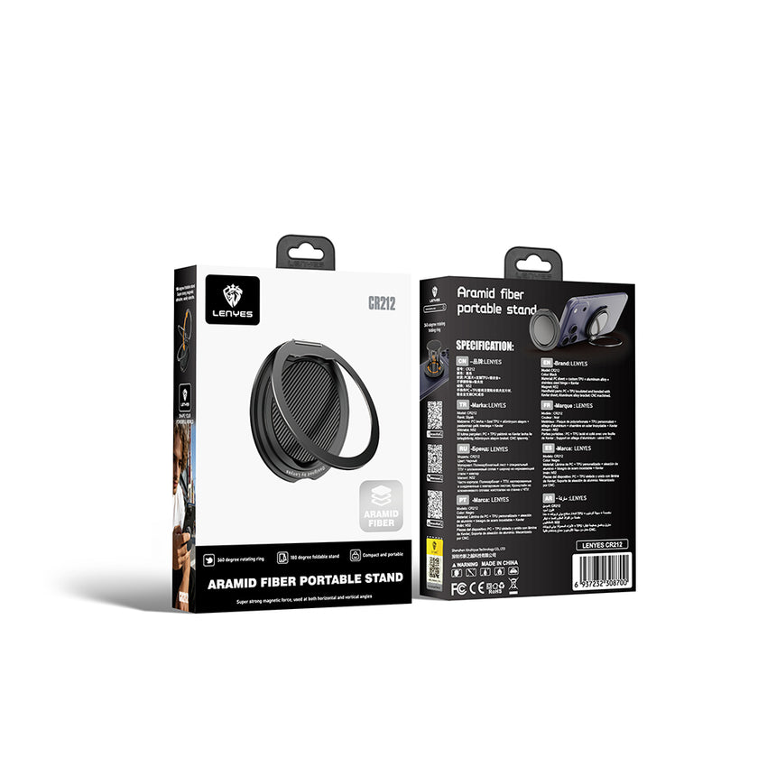 Lenyes CR212 Aramid Fiber 360 Derece Dönebilen Magnetik Ring Stand Telefon Tutucu