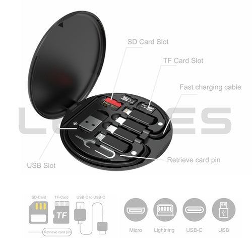 Lenyes LB601 | 6in1 Type-C to Type-C 60W Çevirici Adaptör Seti Standlı Kutulu