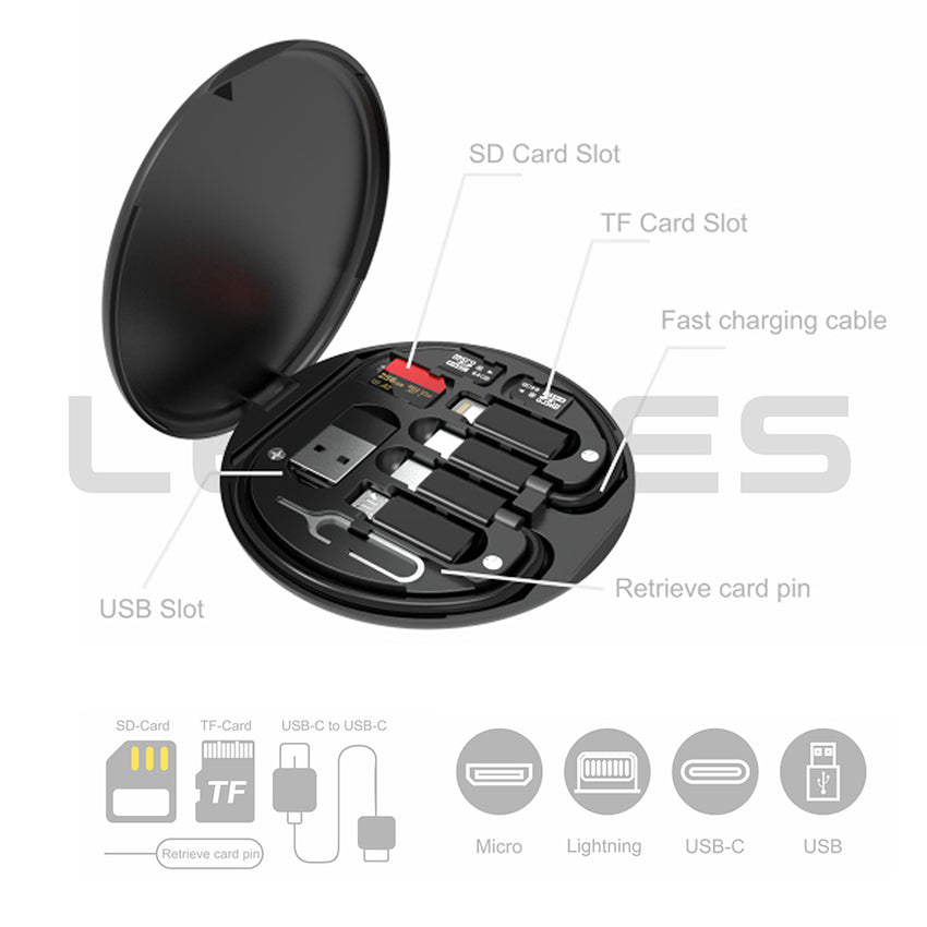 Lenyes LB601 | 6in1 Type-C to Type-C 60W Çevirici Adaptör Seti Standlı Kutulu