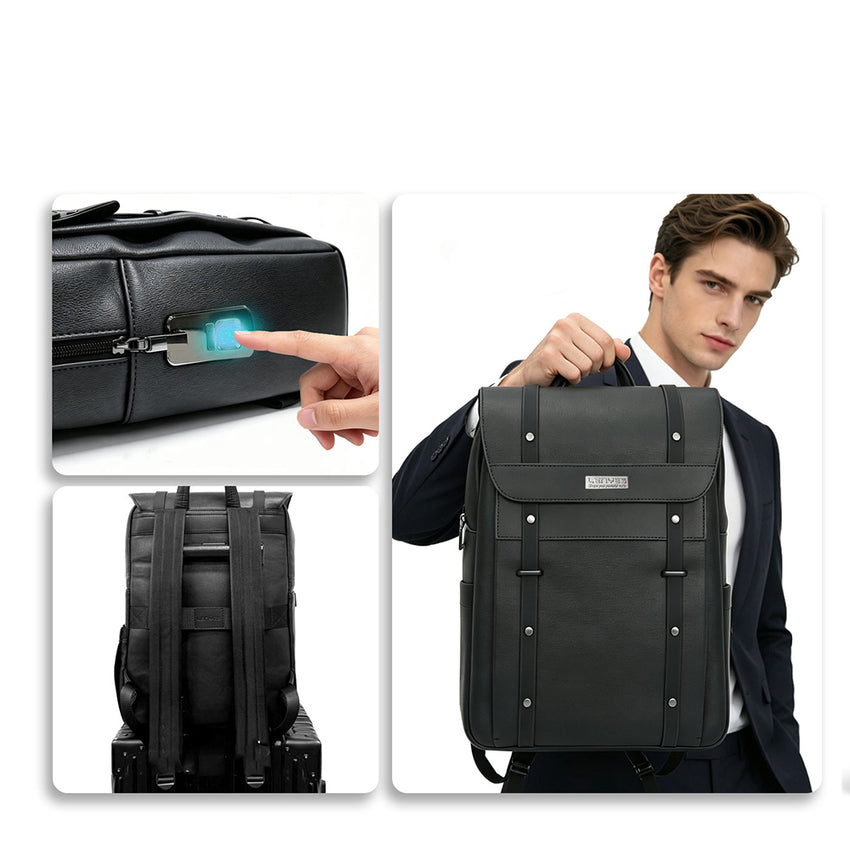 Lenyes LB735 Vesnara Serisi Parmak İzi Kilitli Su Geçirmez 15 İnç Laptop ve Notebook Sırt Çantası