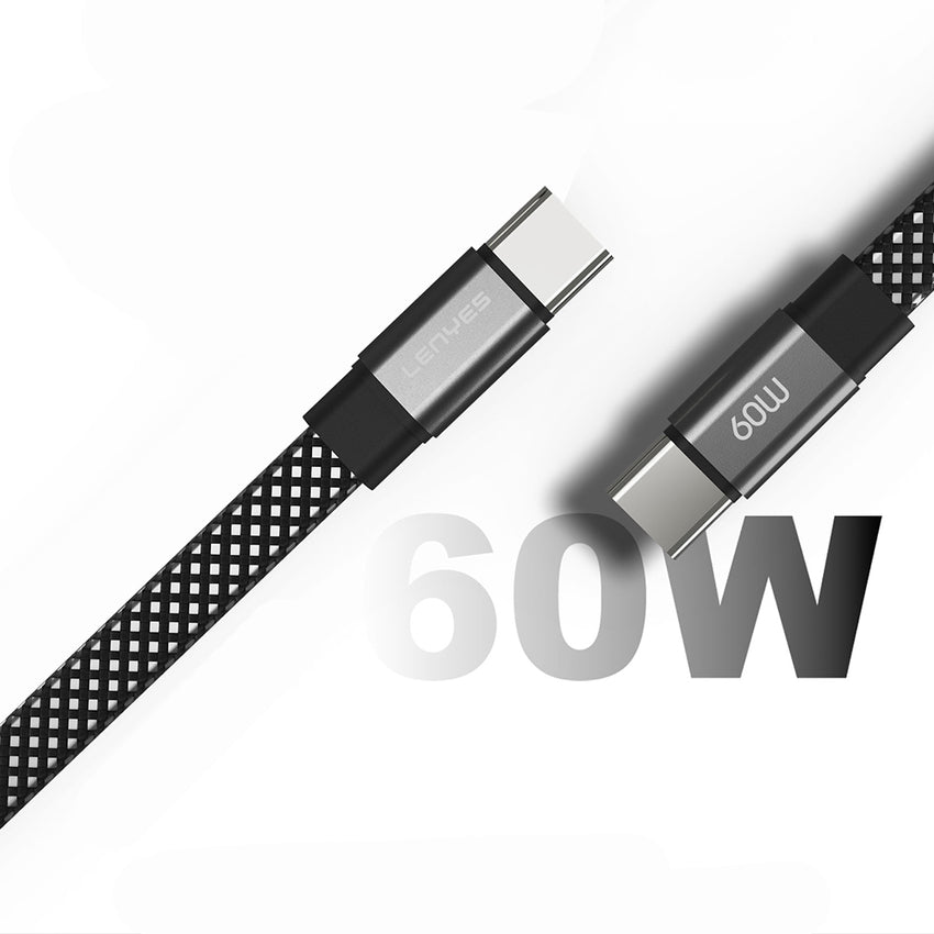 Lenyes LC538 Type-C to Type-C Hızlı Şarj Özellikli 48D Aramid Fiber Örgü Tasarımlı Data ve Şarj Kablosu 60W 1M