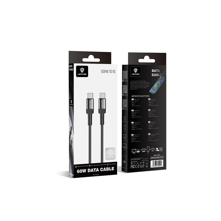 Lenyes LC546 | Type-C to Type-C Örgü Tasarımlı 60W Hızlı Şarj Kablosu 1M