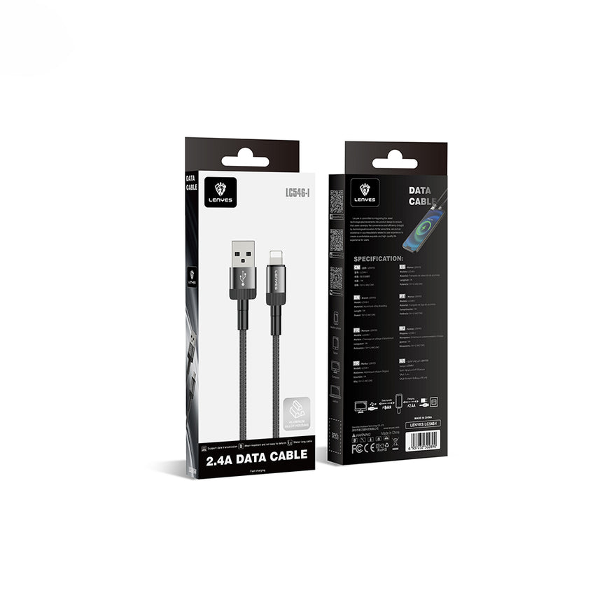 Lenyes LC546 | USB-A to Lightning Örgü Tasarımlı 12W Şarj Kablosu 1M