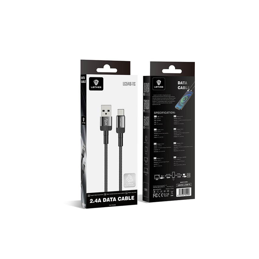 Lenyes LC546 | USB-A to Type-C Örgü Tasarımlı 12W Şarj Kablosu 1M