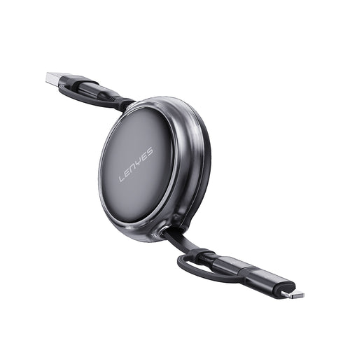 Lenyes LC552 4in1 Makaralı USB-A / Type-C / Lightning Hızlı Şarj ve Data Kablosu 60W 95cm