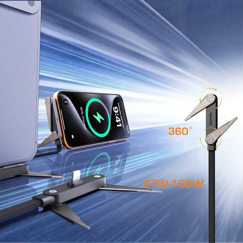 Lenyes LC553 Type-C to Type-C Stand Özellikli E-Mark Çipli Hızlı Şarj ve Data Kablosu 100W 1M