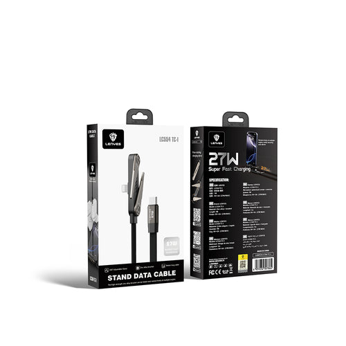 Lenyes LC554 Type-C to Lightning Stand Özellikli Hızlı Şarj ve Data Kablosu 27W 1M