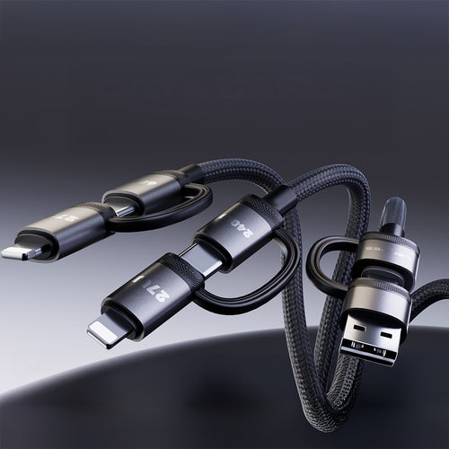 Lenyes LC557 4in1 USB-A / Type-C / Lightning E-Mark Çipli Hızlı Şarj ve Data Kablosu 240W 1M