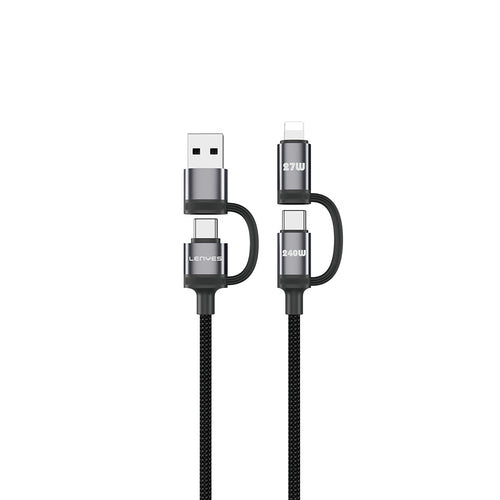 Lenyes LC557 4in1 USB-A / Type-C / Lightning E-Mark Çipli Hızlı Şarj ve Data Kablosu 240W 1M