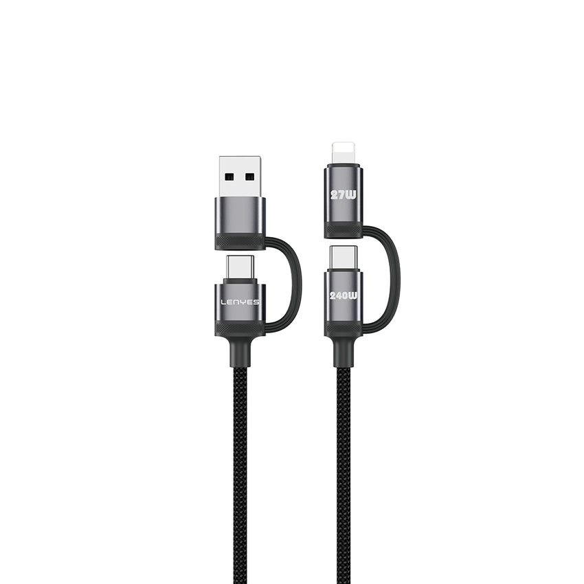 Lenyes LC557 4in1 USB-A / Type-C / Lightning E-Mark Çipli Hızlı Şarj ve Data Kablosu 240W 1M