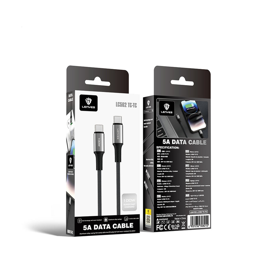 Lenyes LC562 Type-C to Type-C PD Hızlı Şarj ve Data Kablosu 100W 2M