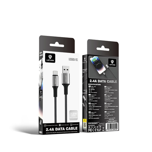Lenyes LC565 USB-A to Type-C Örgü Hızlı Şarj ve Data Kablosu 12W 1M