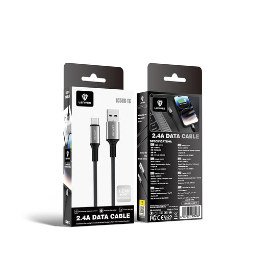 Lenyes LC566 USB-A to Type-C Örgü Hızlı Şarj ve Data Kablosu 12W 2M