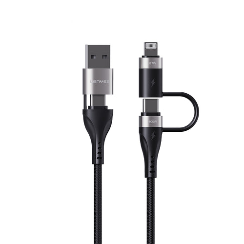 Lenyes LC568 | 4’ü 1 Arada USB-A & Type-C Hızlı Şarj ve Data Kablosu 100W 1 Metre