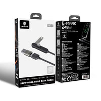 Lenyes LC569 2in1 USB-A - Type-C + Type-C Standlı Data ve Şarj Kablosu 240W 1.2M
