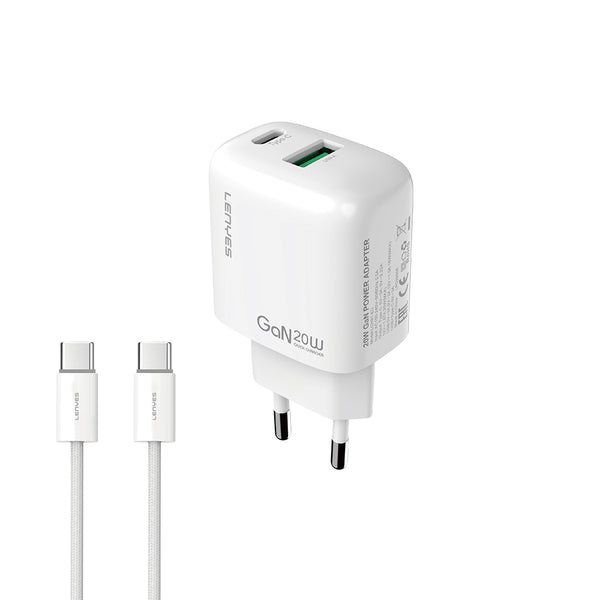 Lenyes LCH91-TC-TC | GaN Teknolojili Type-C to Type-C PD & USB Hızlı Şarj Seti 20W