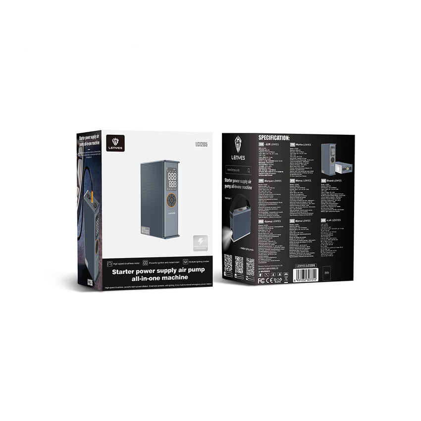 Lenyes LCI205 LED Işıklı Araç Akü Takviye Güç Kaynağı ve Hava Kompresörü 12V 100W 7200mAh