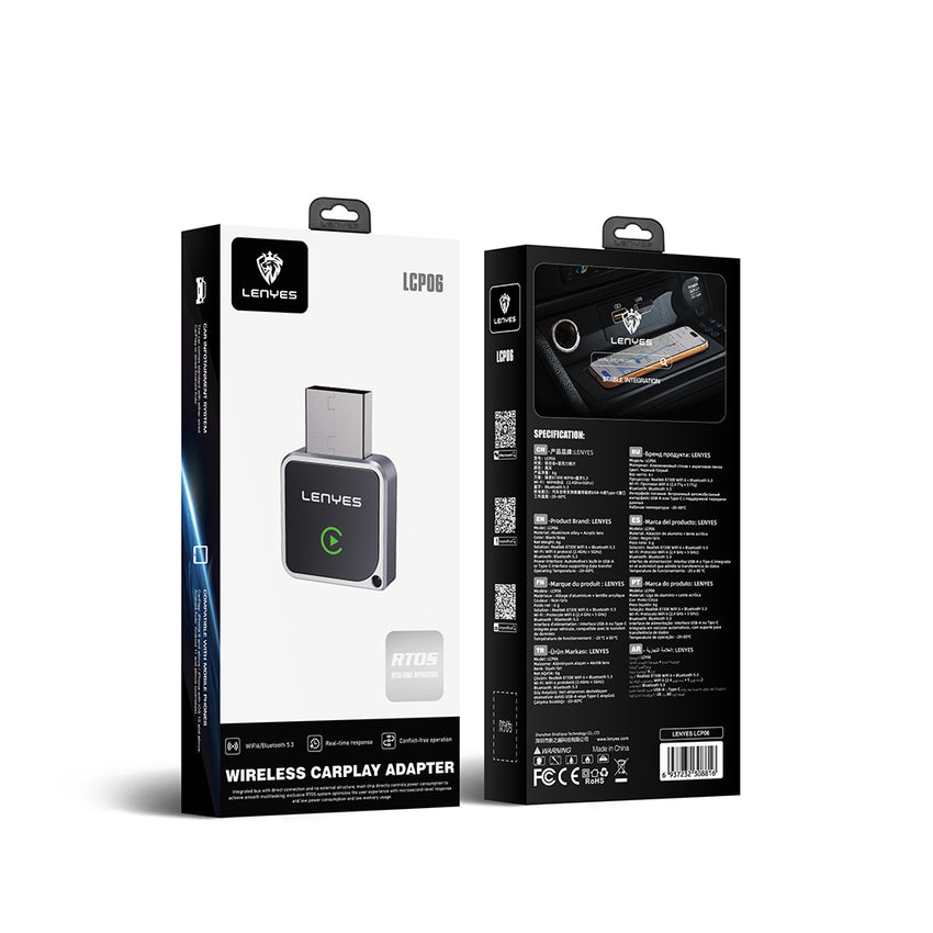 Lenyes LCP06 | Kablosuz CarPlay ve Android Auto Adaptörü Bluetooth 5.3 WiFi 6