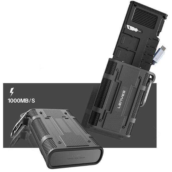 Lenyes LCR02 | 10Gbps Kart Okuyucu & Depolama Kutusu | Type-C | IP54 Su Geçirmez