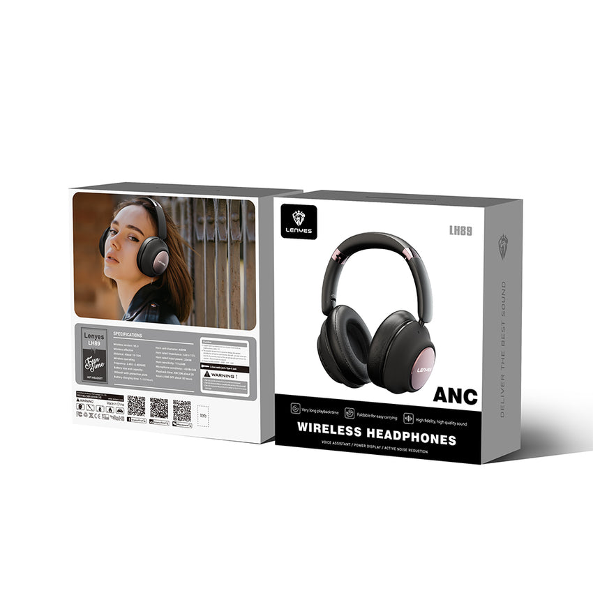 Lenyes LH89 Bluetooth 5.3 Kulak Üstü Kulaklık, ANC Gürültü Engelleme, Şeffaf Mod ve 30 Saat Pil Ömrü