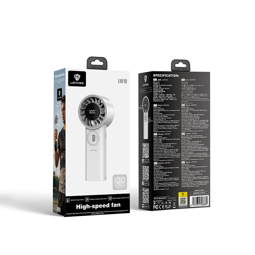 Lenyes LHF18 Dijital LED Göstergeli Yüksek Hızlı Portatif Soğutucu El Fanı 10000 RPM