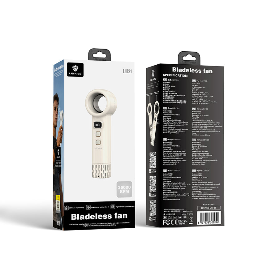 Lenyes LHF21 Dijital LED Göstergeli Bıçaksız Portatif Soğutucu El Fanı 36000 RPM