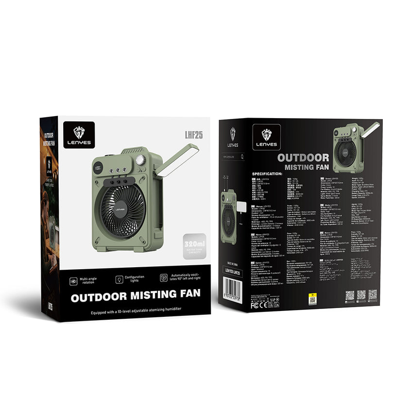 Lenyes LHF25 Dijital LED Göstergeli Su Hazneli Gece Lambalı Outdoor Soğutucu Fan