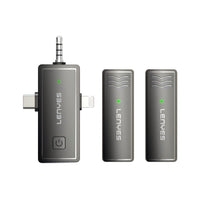 Lenyes LM202 3 in1 Type-C & Lightning & 3,5mm Portlu Kablosuz Yaka Mikrofonu