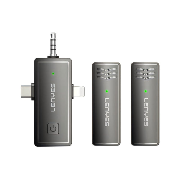 Lenyes LM202 3 in1 Type-C & Lightning & 3,5mm Portlu Kablosuz Yaka Mikrofonu