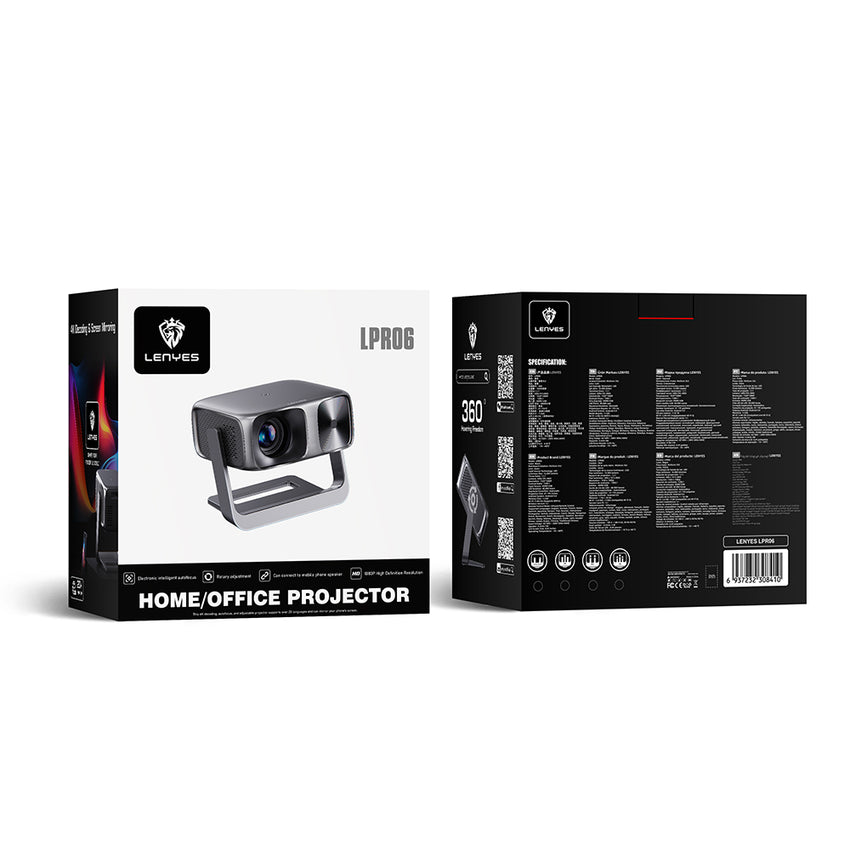 Lenyes LPR06 | 600 ANSI Full HD 1080P Wi-Fi 6 Bluetooth 5.1 Akıllı Projektör (4K Destekli)