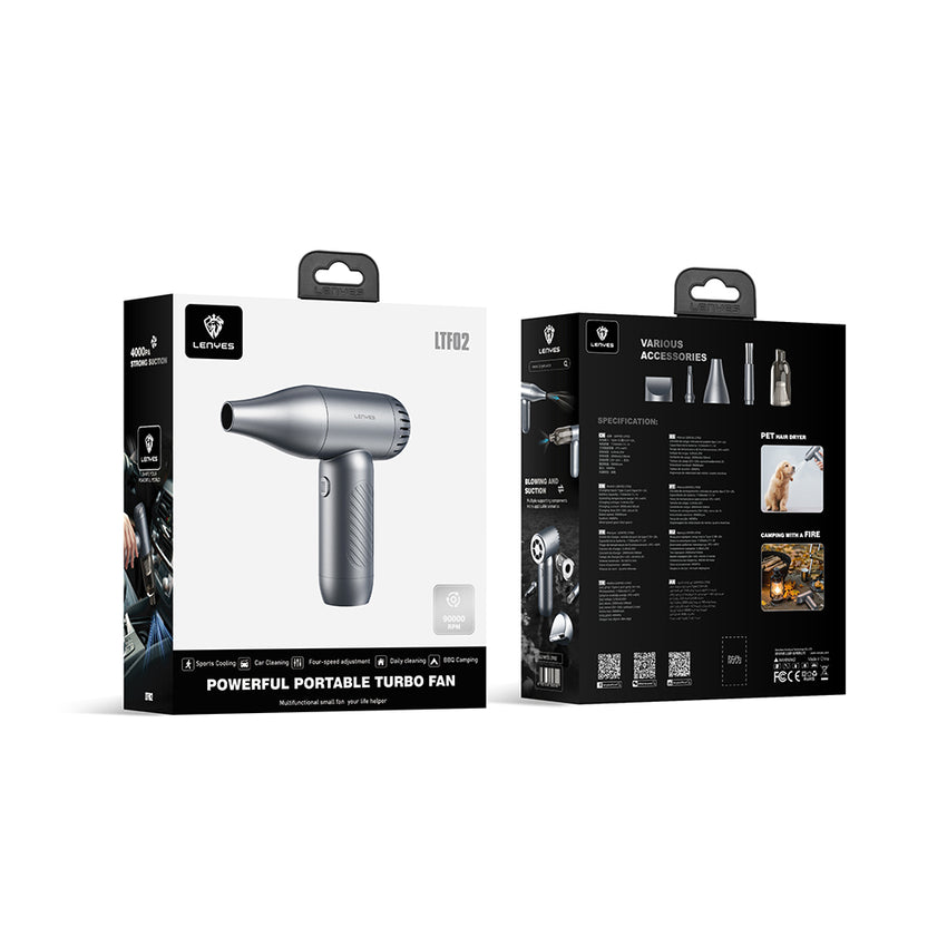Lenyes LTF02 | 90000rpm LED Göstergeli Turbo El Fanı ve Toz Temizleyici