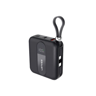 Lenyes P562L Dijital LED Göstergeli Dahili Type-C ve Lightning Kablolu Powerbank 22.5W 10000mAh