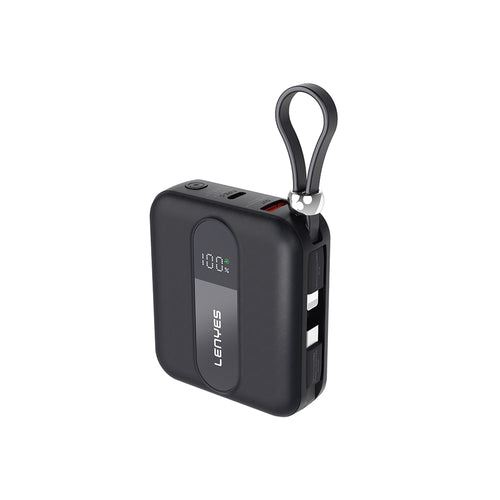 Lenyes P562L Dijital LED Göstergeli Dahili Type-C ve Lightning Kablolu Powerbank 22.5W 10000mAh
