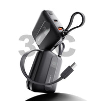 Lenyes P562L Dijital LED Göstergeli Dahili Type-C ve Lightning Kablolu Powerbank 22.5W 10000mAh