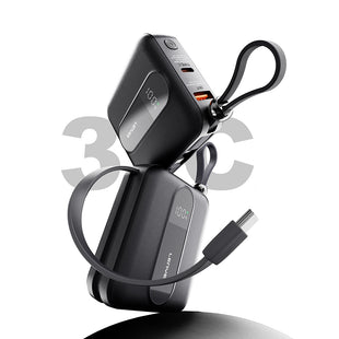 Lenyes P562L Dijital LED Göstergeli Dahili Type-C ve Lightning Kablolu Powerbank 22.5W 10000mAh